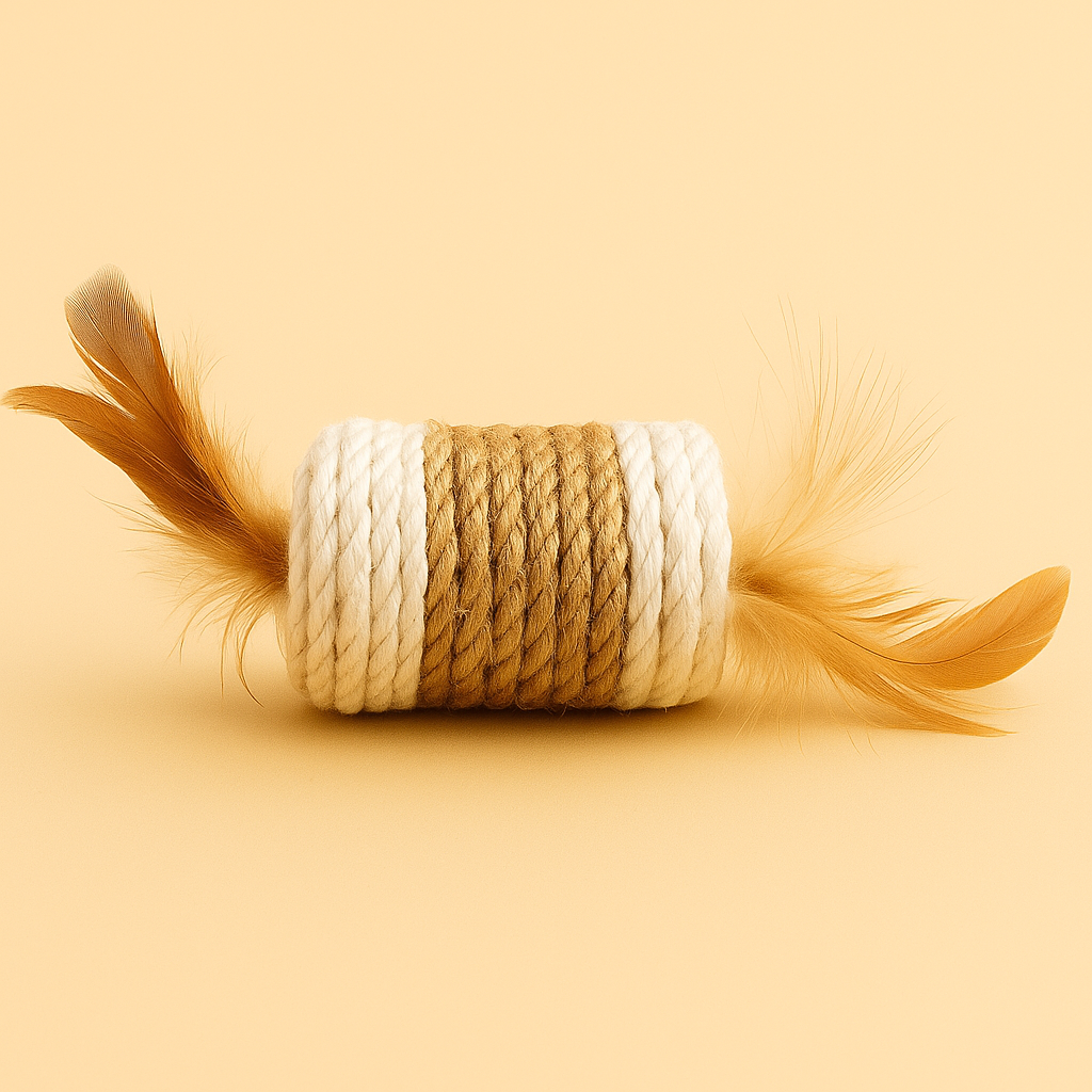 THE PLAYTIME EDIT Natural Cat Toy Set - Rope, Feathers & Catnip Play Bundle with Free Gift