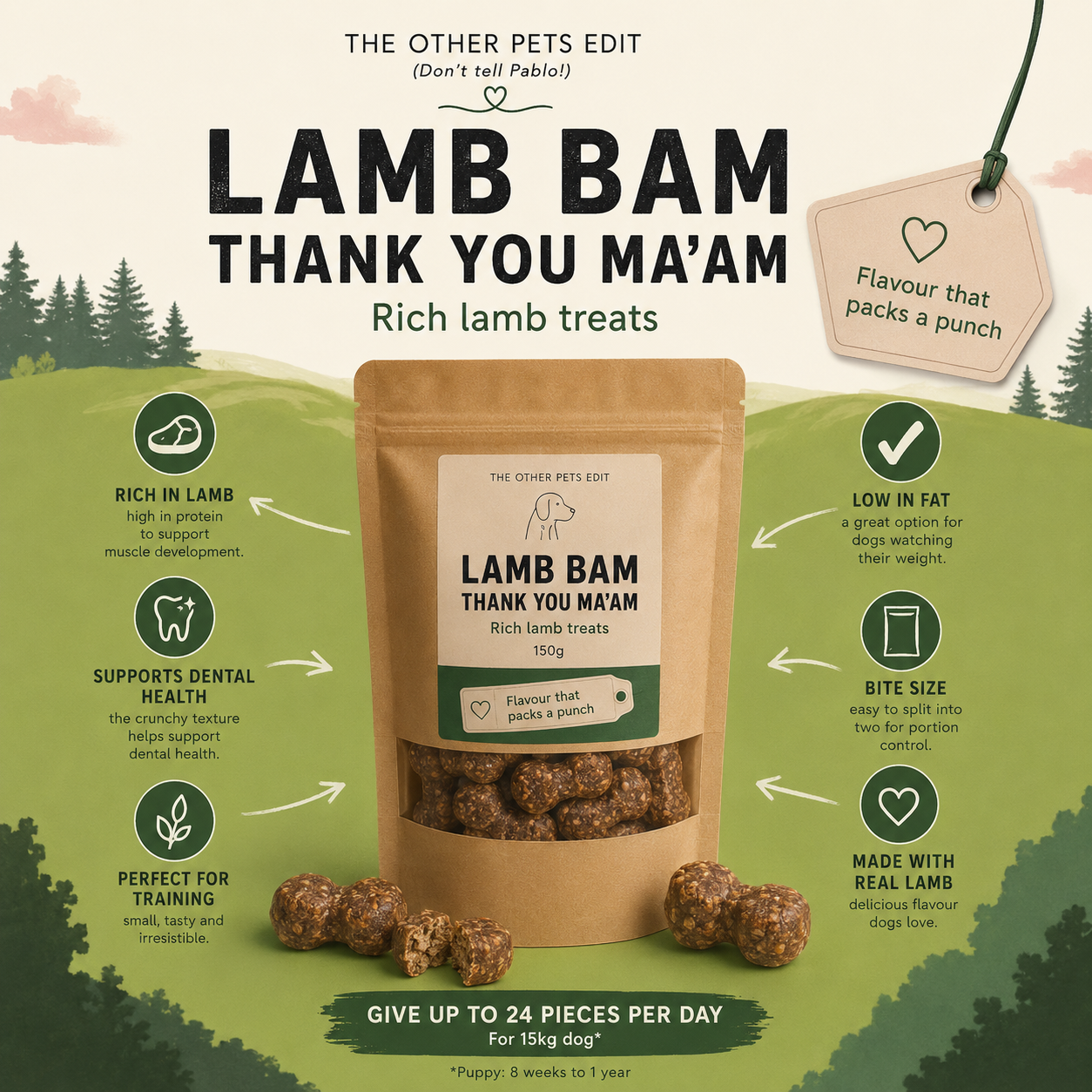 Lamb Bam Thank You Ma’am - Lamb treats for dogs 150g