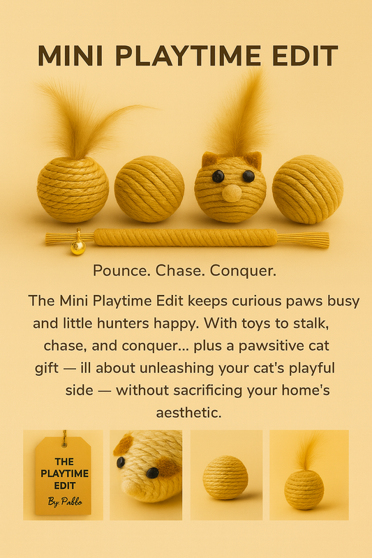 Mini Cat Toy Set (5 Pieces) - Natural Rope & Feather Play Bundle