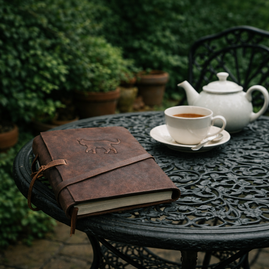 Leather keepsake journal in gift box