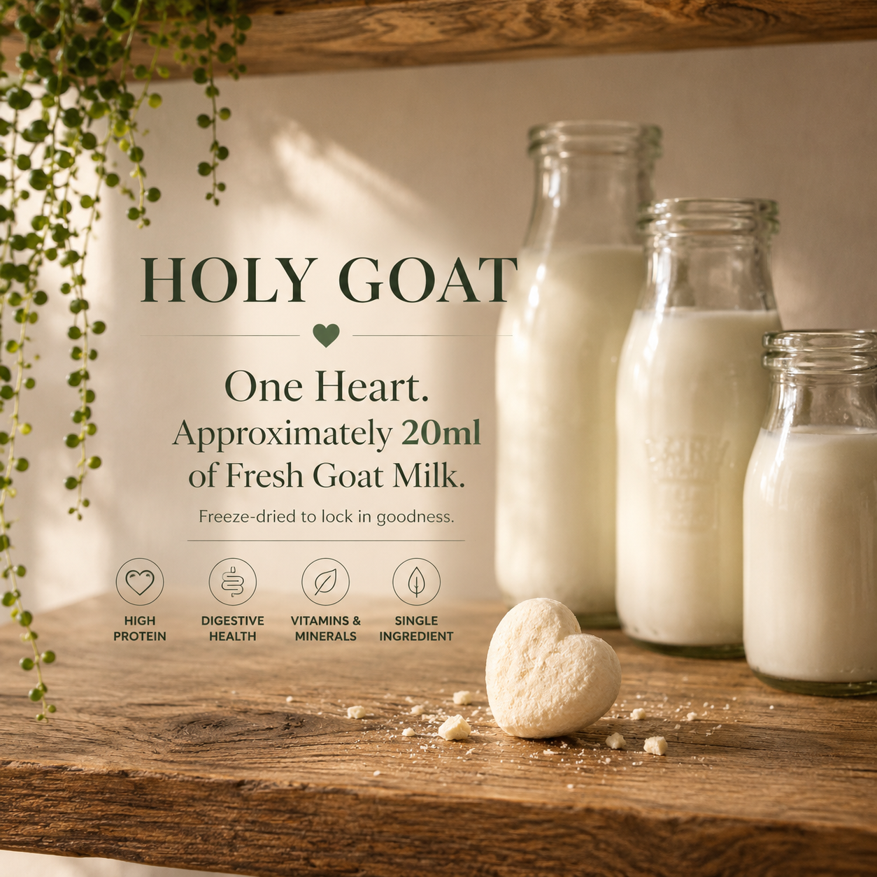 Holy Goat - 100% Goat Milk Freeze-Dried Hearts (100g)