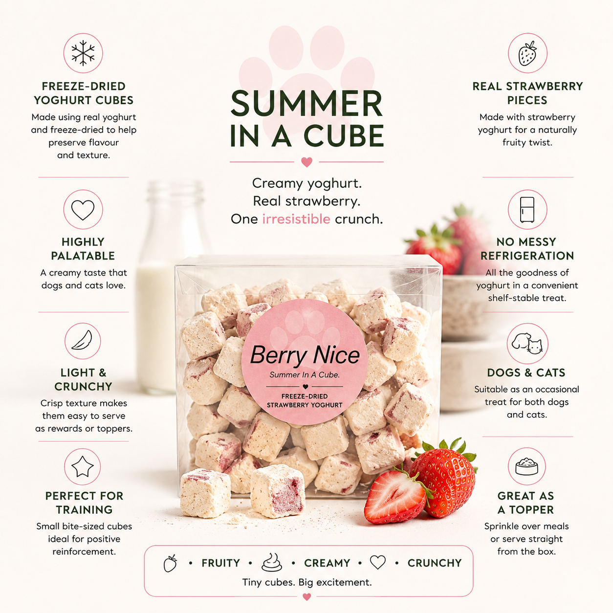 Berry Nice - Strawberry Yoghurt Cubes Freeze-Dried (50g)