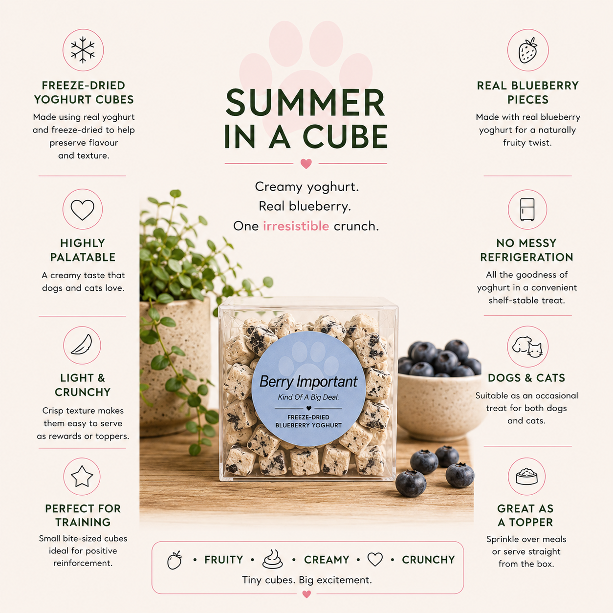 Berry Important - Blueberry Yoghurt Cubes Freeze-Dried (50g)