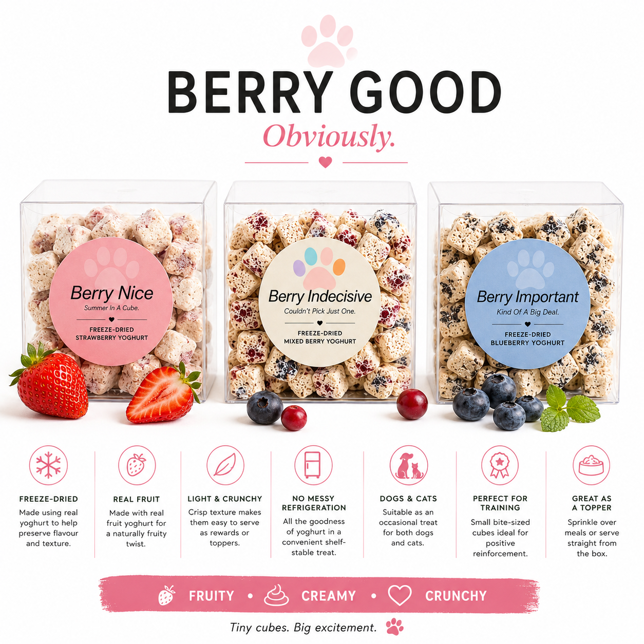 Berry Indecisive- Mixed Berry Yoghurt Cubes Freeze-Dried (50g)