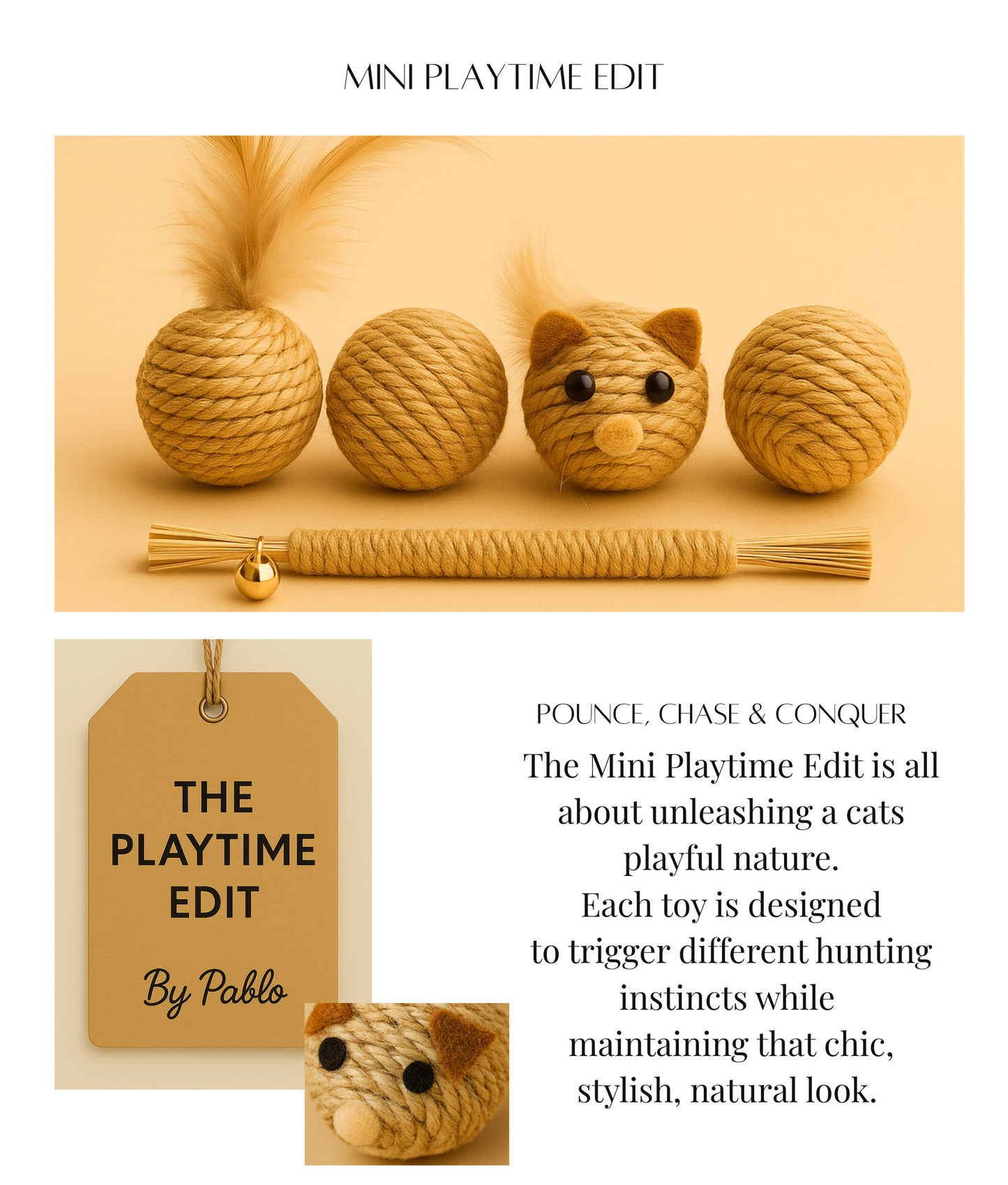 MINI PLAYTIME EDIT - (5 Pieces) Natural Rope & Feather Play Bundle