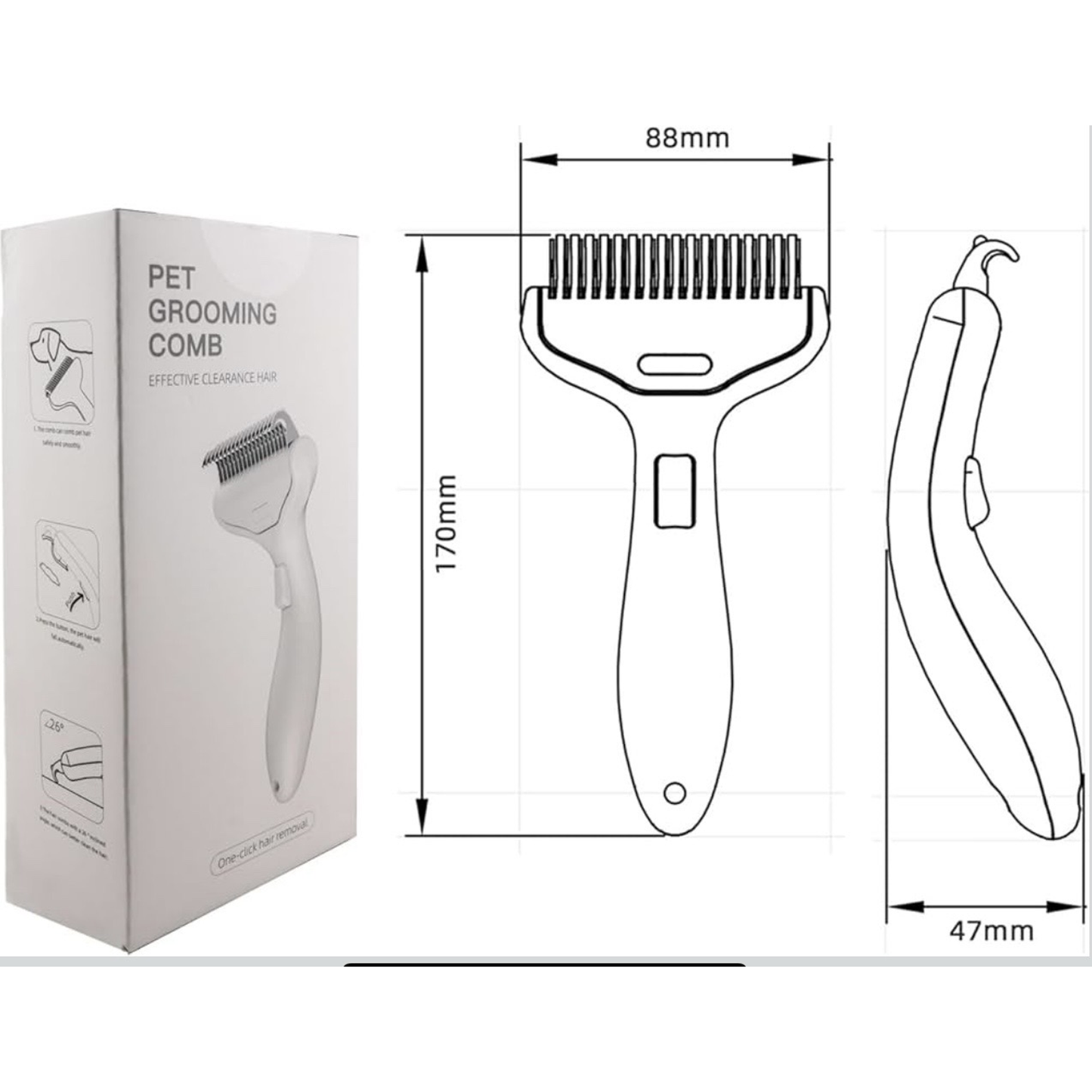 Self-cleaning pet grooming comb