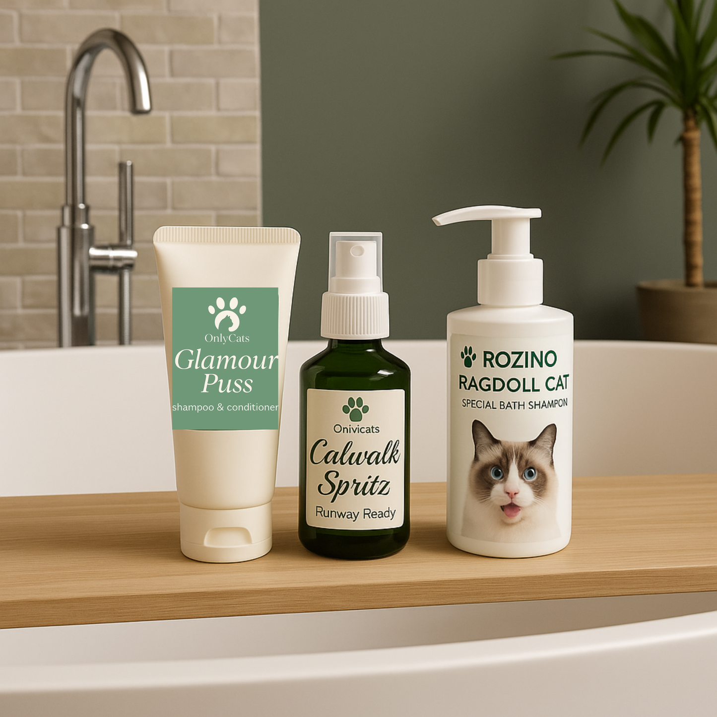 Three OnlyCats shampoos - no rinse, wet & 2-in-1